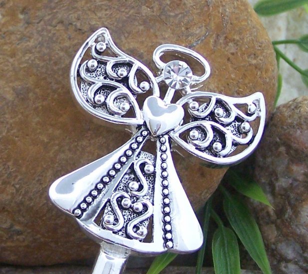 Guardian Angel Silver Tone Handbag Purse Hook Caddy Holder
