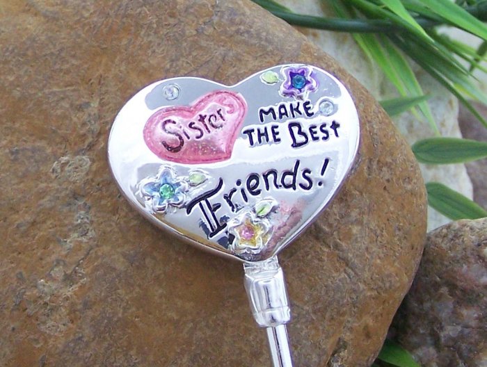 SISTER BEST FRIEND HEART HANDBAG PURSE N' HOOK HANGER HOLDER