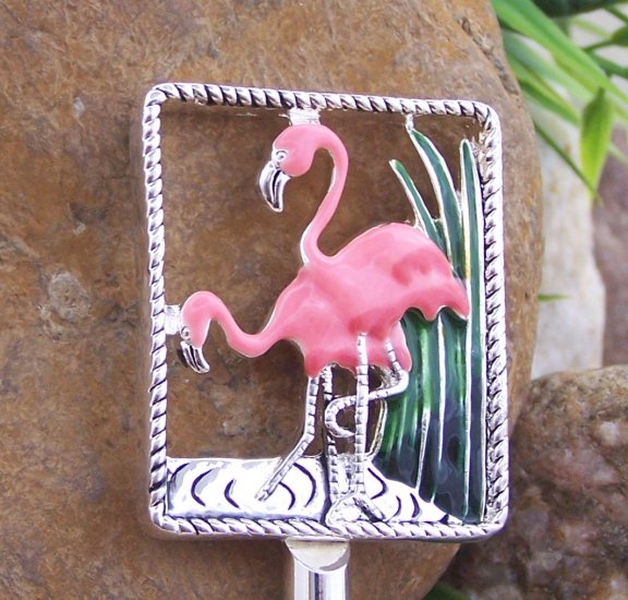NEW PINK FLAMINGO FLORIDA PURSE N' HOOK HANGER HANDBAG BAG HOLDER w/ POUCH