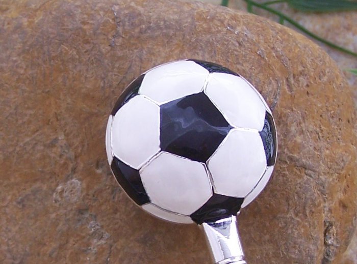 Soccer Ball Soccerball Silver Tone Handbag Purse Hook Caddy Holder