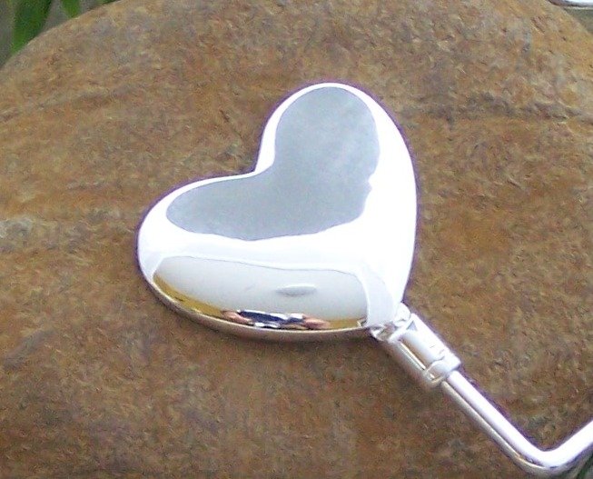FILIGREE HEART LOVE PURSE N' HOOK HANGER HANDBAG BAG HOLDER w/ POUCH