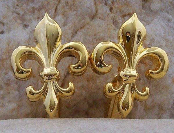 POLISHED GOLD TONE FRENCH FLEUR DE LIS CUFF LINKS