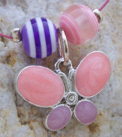 NEW KIDS GIRLS PINK BUTTERFLY NECKLACE BRACELET SET