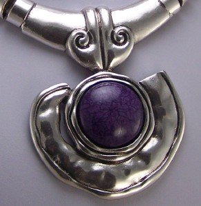 CHUNKY PURPLE TURQUOISE WESTERN STATEMENT NECKLACE SET