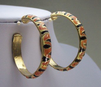 BROWN BLACK LEOPARD ANIMAL PRINT HOOP EARRINGS