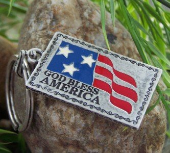 NEW GOD BLESS AMERICA FLAG USA KEY CHAIN KEYCHAIN