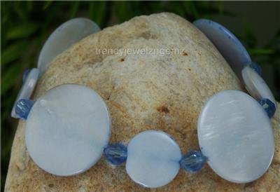 NEW LIGHT BLUE CIRCLE DISK DISC BANGLE BRACELET