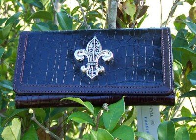 NEW BLACK FRENCH FLEUR DE LIS PURSE CHECKBOOK WALLET