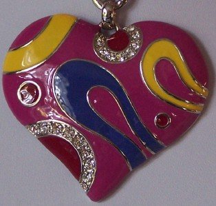 CHUNKY PINK RED HEART LOVE VALENTINES DAY NECKLACE SET