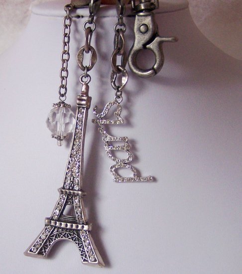France Paris Eiffel Tower Keychain Key Chain Crystal Charm
