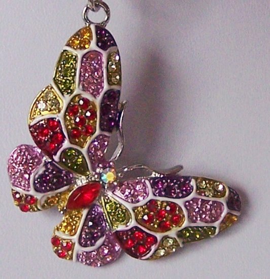 MULTICOLOR BUTTERFLY 90 CRYSTAL KEY KEYCHAIN HANDBAG FINDER