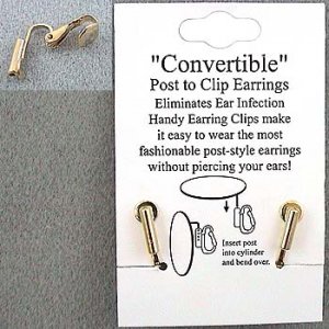 GOLD P CONVERT POST TO CLIP ON EARRINGS WITHOUT EAR PIERCE