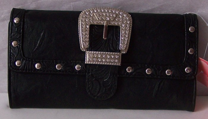 BLACK WESTERN CHECKBOOK WALLET
