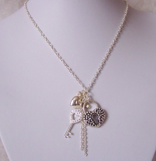 Valetines Day Heart Love Key Multistrand Necklace