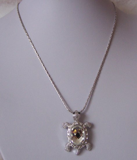Turtle Tortoise Reptile Animal Lover Crystal Necklace