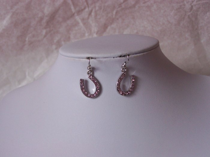 Pink Western Horseshoe Horse Shoe Star Rodeo Earrings
