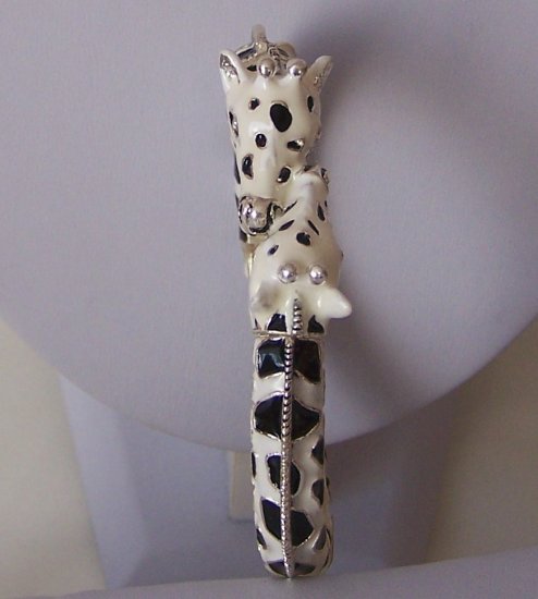 3D JUNGLE BLACK GIRAFFE CRYSTAL ANIMAL PRINT BANGLE BRACELET
