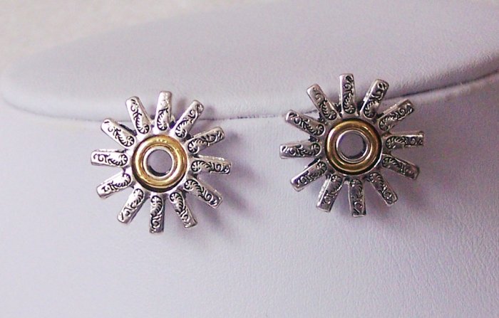 Western Rodeo Texas Spur Spurs Two Tone Earrings
