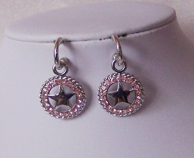 Pink Lone Star Western Rodeo Crystal Rodeo Texas Lonestar Star Earrings