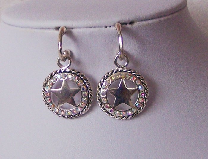 AB Aurora Borealis Lone Star Western Rodeo Crystal Rodeo Texas Lonestar Star Earrings