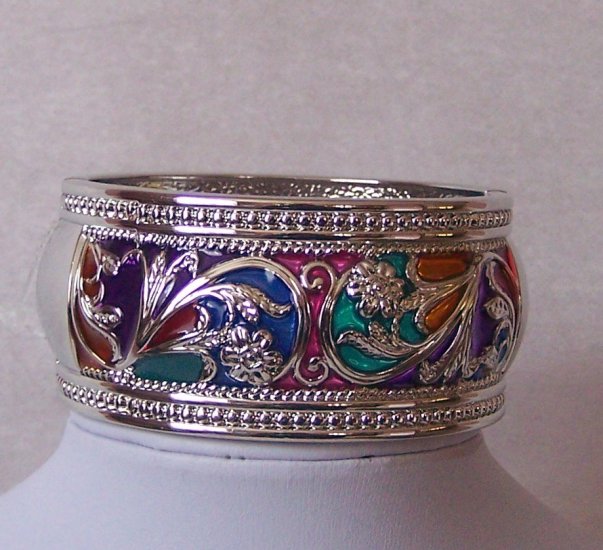 Multicolor Blue Pink Green Hinge Bangle Bracelet