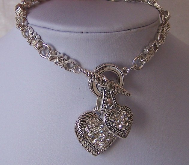 Crystal Heart Love Valentines Day Charm Bracelet