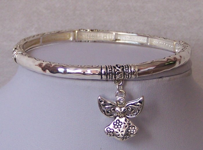 Guardian Angel Heart Love Bangle Bracelet