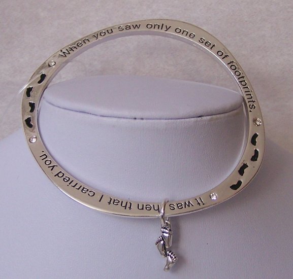 Footprints Foot Prints Foot Steps Footsteps Crystal Inspirational Religious Bracelet
