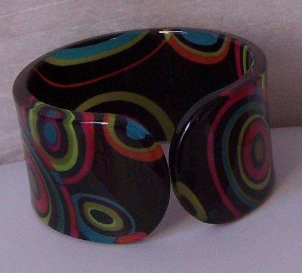 Black Green Hot Pink Blue Multicolor Wide Spiral Bangle Bracelet