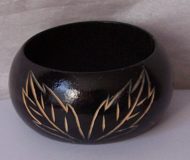 Brown Fall Harvest Leaf Leaves Wooden Bangle Bracelet