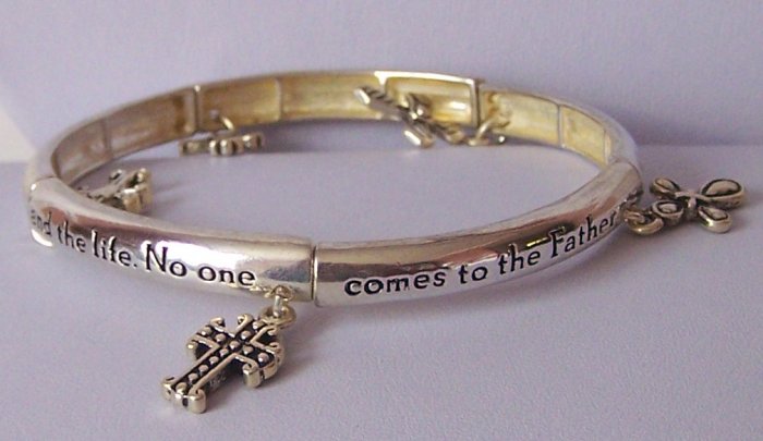 Religious Christian John 14:6 Comes to the Father Cross Bangle Bracelet