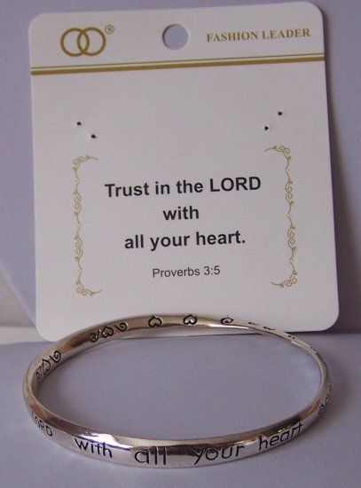 Religious Christian Trust in the Lord Heart Proverbs 3:5 Twisted Bracelet
