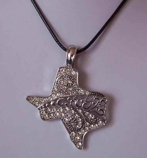Clear Crystal Western Cowgirl Magnetic Rodeo Texas State Necklace Pendant
