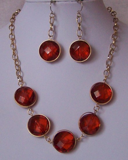 Brown Cabochon Necklace Set