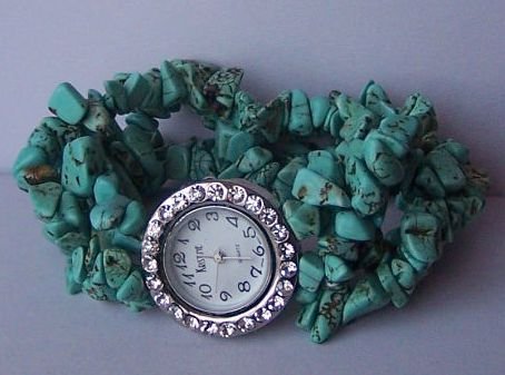 Blue Cowgirl Western Semiprecious Semi Precious Turquoise Watch