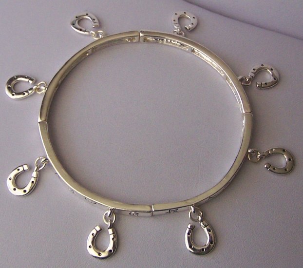 Horseshoe Horse Shoe Charm Bangle Western Bracelet