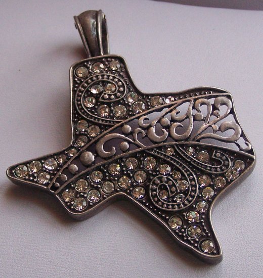 Clear Crystal Western Cowgirl Magnetic Rodeo Texas State Western Necklace Pendant
