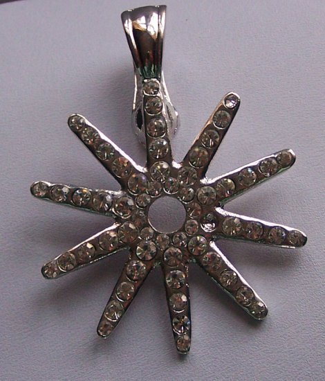Chunky Clear Crystal Western Cowgirl Spur Spurs Rowel Rodeo Texas State Western Necklace Pendant