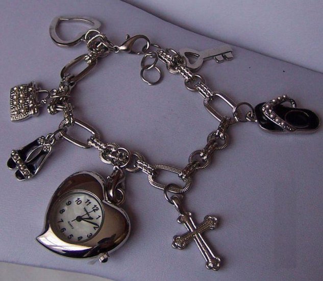 Valentines Day Heart Love Black Handbag Shoes Flip Flop Watch Bracelet