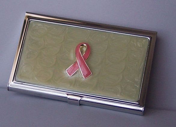 Pink Ribbon Breast Cancer Awareness Business Card Case