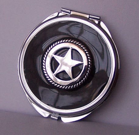 Black Texas Lonestar Star Western Compact Mirror