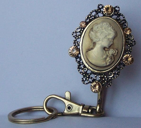 Brown Topaz Lady Cameo Crystal Finder Key Keychain