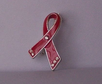 Aids HIV Heart Disease Red Ribbon Awarenss Brooch Pin
