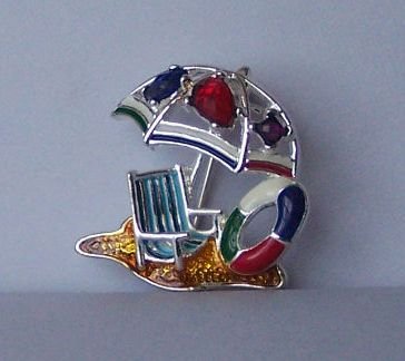 Beach Umbrella Brooch Pin