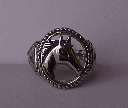 Clear Crystal Western Horse Head Horsehead Pony Ring Size 8
