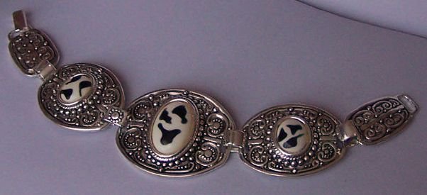 White Black Animal Print Zebra Oval Circle Bracelet
