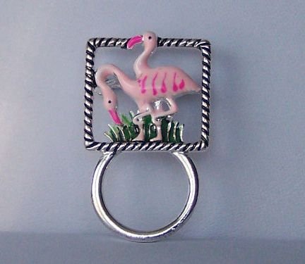 PINK FLAMINGO BADGE ID EYE GLASS HOLDER BROOCH PIN