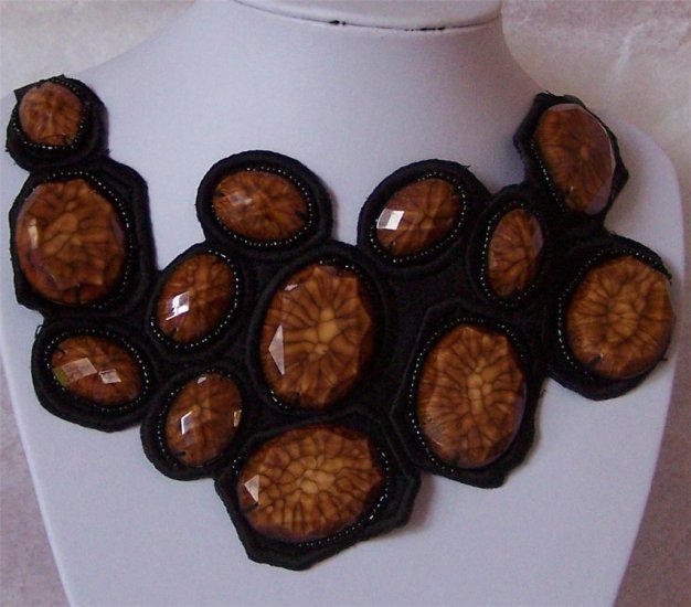 Brown Black Bib Statement Necklace