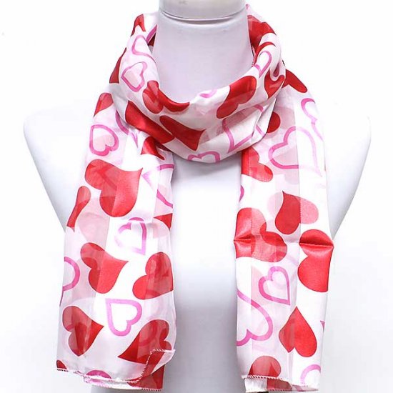Red White Heart Love Valentines Day Scarf