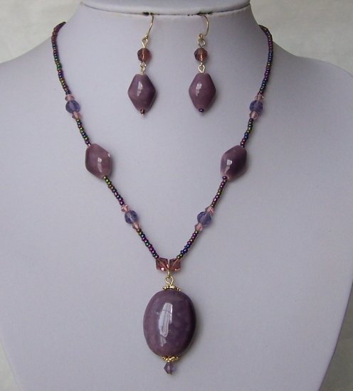 Purple Lavender Glass Seed Bead Mixed Necklace Set